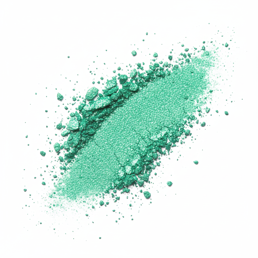 Green powder on a white background