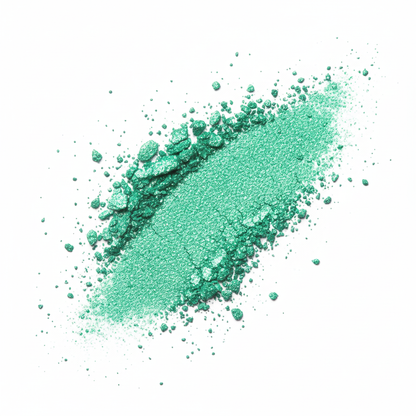 Green powder on a white background