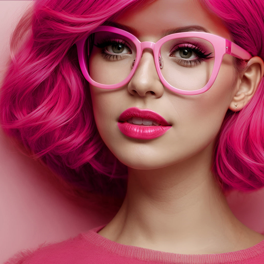 model wearing hot pink hair after party