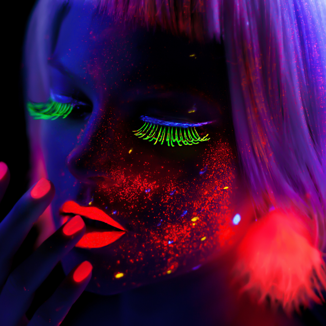 Blacklight makeup🤍 ib:@ #blacklight #makeup #glowinthedark #tatelangd