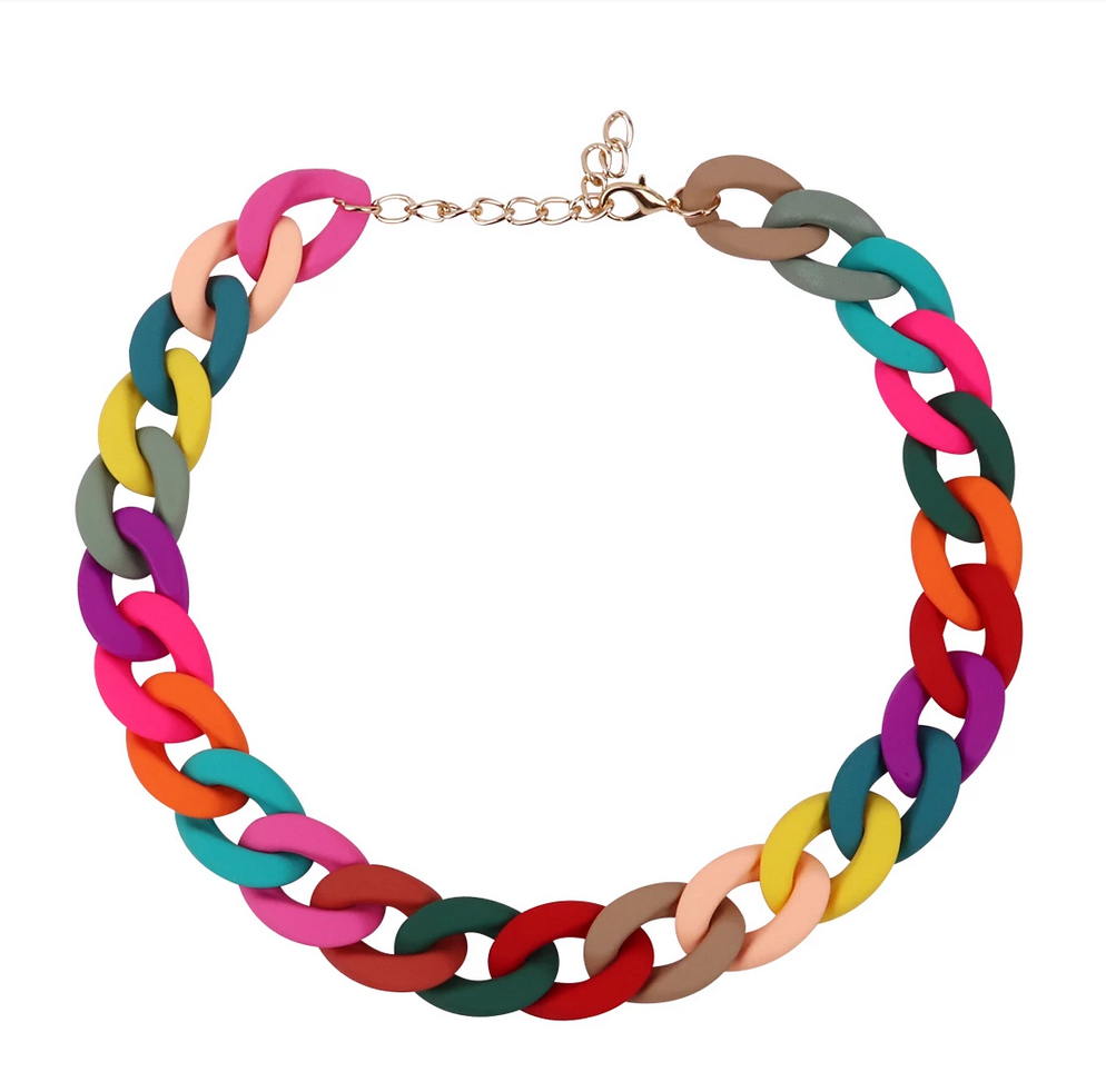 Rainbow Acrylic Chain Necklace
