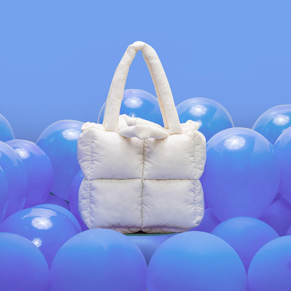 Space Cotton Puffer Bag - White