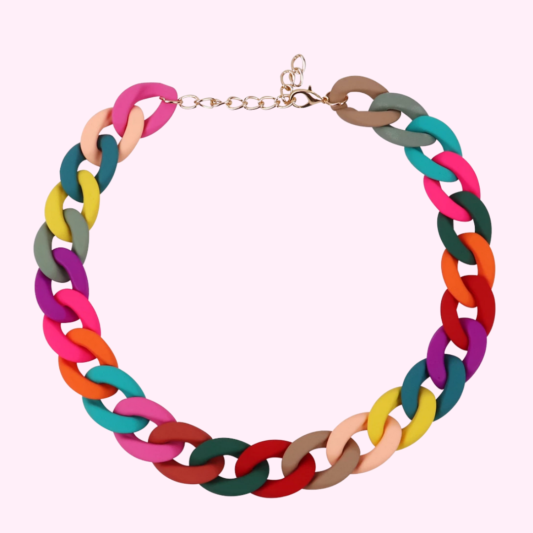 Rainbow Acrylic Chain Necklace
