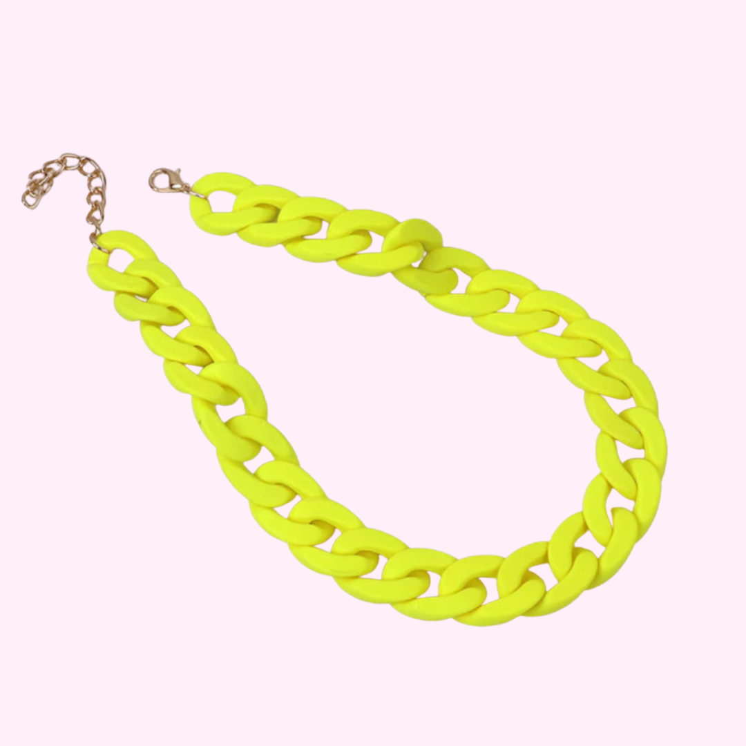Neon Yellow Acrylic Chain Necklace