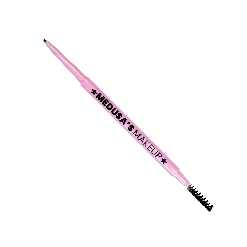 medium dark brown eyebrow pen, pen is pink with logo.