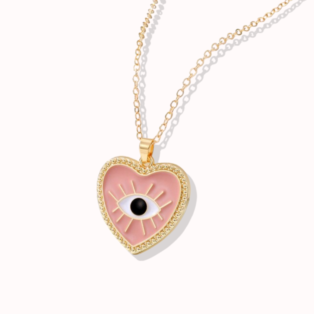 All seeing eye necklace - pink
