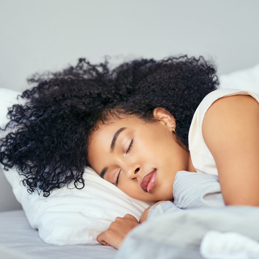 Female sleeping using sweet dreams facial serum