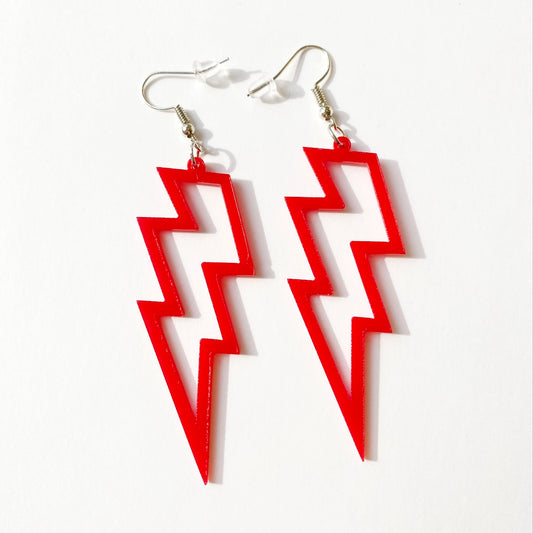 Lightning Bolt Earrings - Red