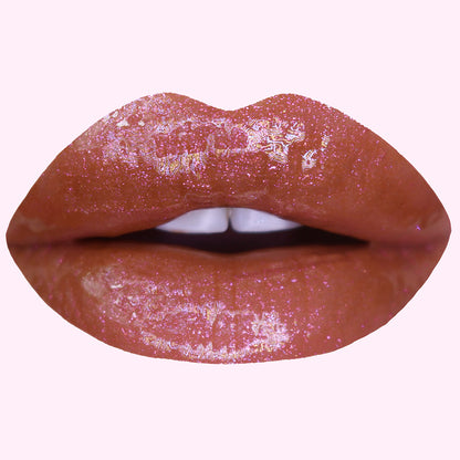 Model wearing Disco Queen Lip Gloss - Boogie Nights 