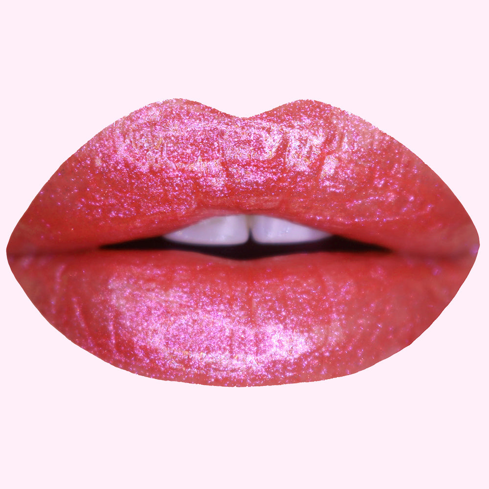 Model Wearing Disco Queen Lip Gloss - Roller Girl
