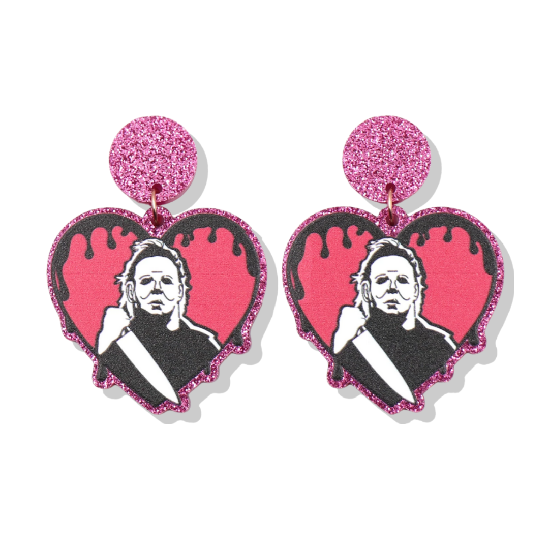 Michael Myers - Pink Glitter Earrings