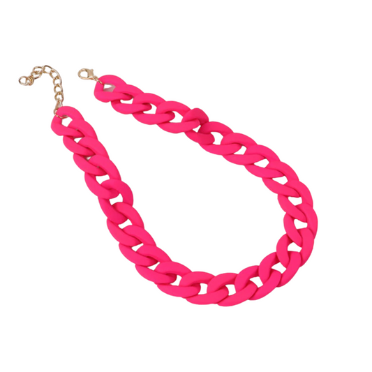 Neon Pink Acrylic Chain Necklace
