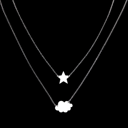 Star, Cloud Necklace - Silver